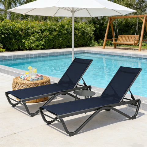 Kozyard Outdoor Chaise Lounge - Weather-Resistant Adjustable Outdoor Lounge Chair with Sturdy Black Metal Frame & Durable Textilene Fabric, Comfortable Patio Furniture Ideal for Poolside, Backyard & Outdoor Relaxation Spaces
