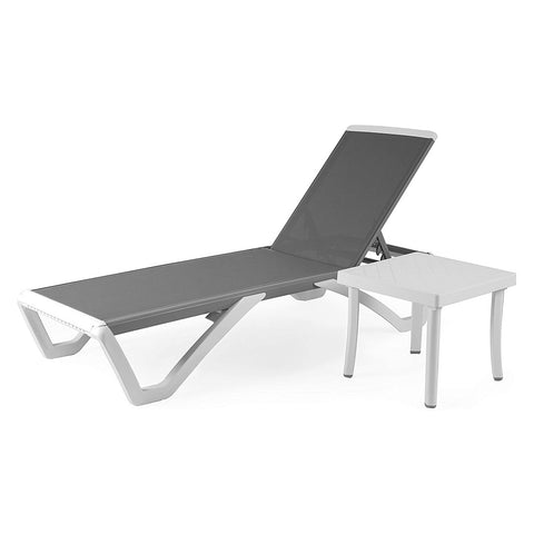 Kozyard Outdoor Chaise Lounge, Aluminum Frame Polypropylene Resin Legs and Textilene Fabric 5 Adjustable Backrest