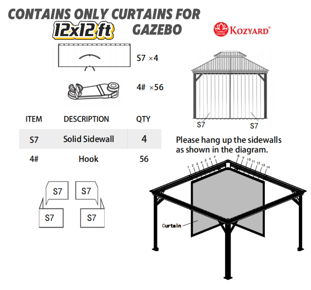 Kozyard Curtain Set for Alexander 12'x12' Gazebo – Kozyard LLC.