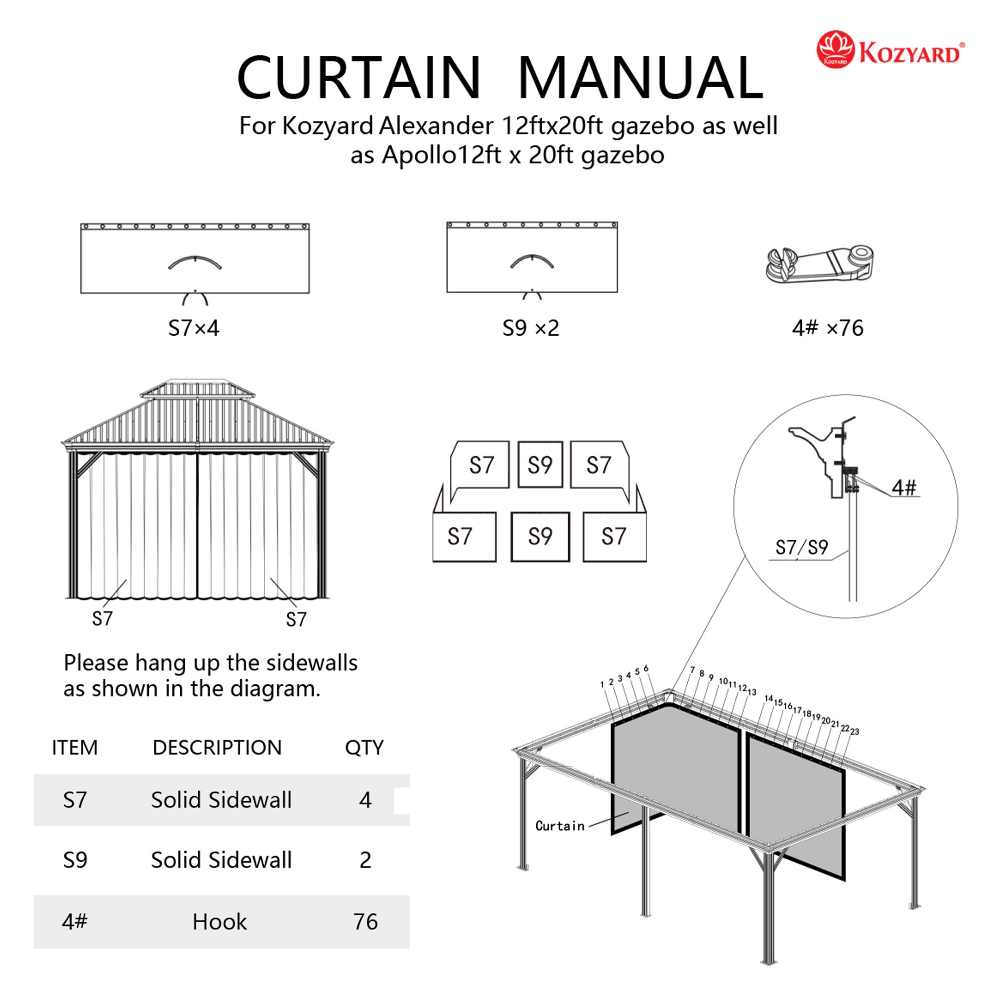 Kozyard 12' x 20' Curtains for Alexander 12'x20' Gazebo – Kozyard LLC.