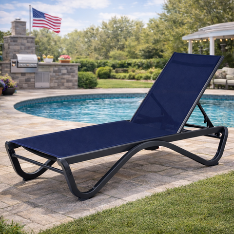 Kozyard Outdoor Chaise Lounge - Weather-Resistant Adjustable Outdoor Lounge Chair with Sturdy Black Metal Frame & Durable Textilene Fabric, Comfortable Patio Furniture Ideal for Poolside, Backyard & Outdoor Relaxation Spaces
