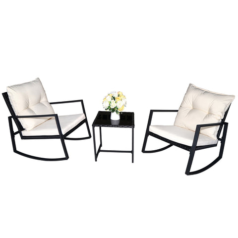 Kozyard Moana Outdoor 3-Piece Rocking Wicker Bistro Set