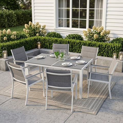 kozyard Patio Dining Set, 6-Piece Outdoor Patio Furniture Set with Aluminum Frame Table & Padded Textilene Chairs, Ideal for Patio, Backyard, Poolside
