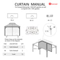 Kozyard gazebo curtain installation manual: Step-by-step guide for Alexander/Apollo 12ftx18ft gazebos, includes solid fabric sidewalls (S5/S6) & durable hooks (4#), details curtain hanging setup & accessory quantities for outdoor gazebo enclosure.
