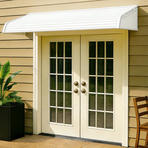 Kozyard Door/Window Awnings with 2 Integrated Side Panels Aluminum Frame Premium PVC Cover for Rain Snow Sunlight Protection for Door Entrance Windows Patio