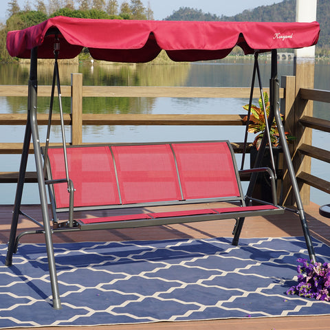 Kozyard Belle 3 Person Outdoor Patio Swing with Strong Weather Resistant Powder Coated Steel Frame and Textilence Seats