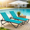 Kozyard  Outdoor Lounge Chair Set 2 Backyard Patio Poolside Setup Textilene Fabric Durable Aluminum Frame Adjustable Recline Weather Resistant Perfect for Outdoor Leisure & Relaxation