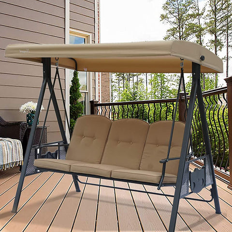 Kozyard 3 Person Outdoor Duluxe Patio Swing with Thick Comfortable Cushion