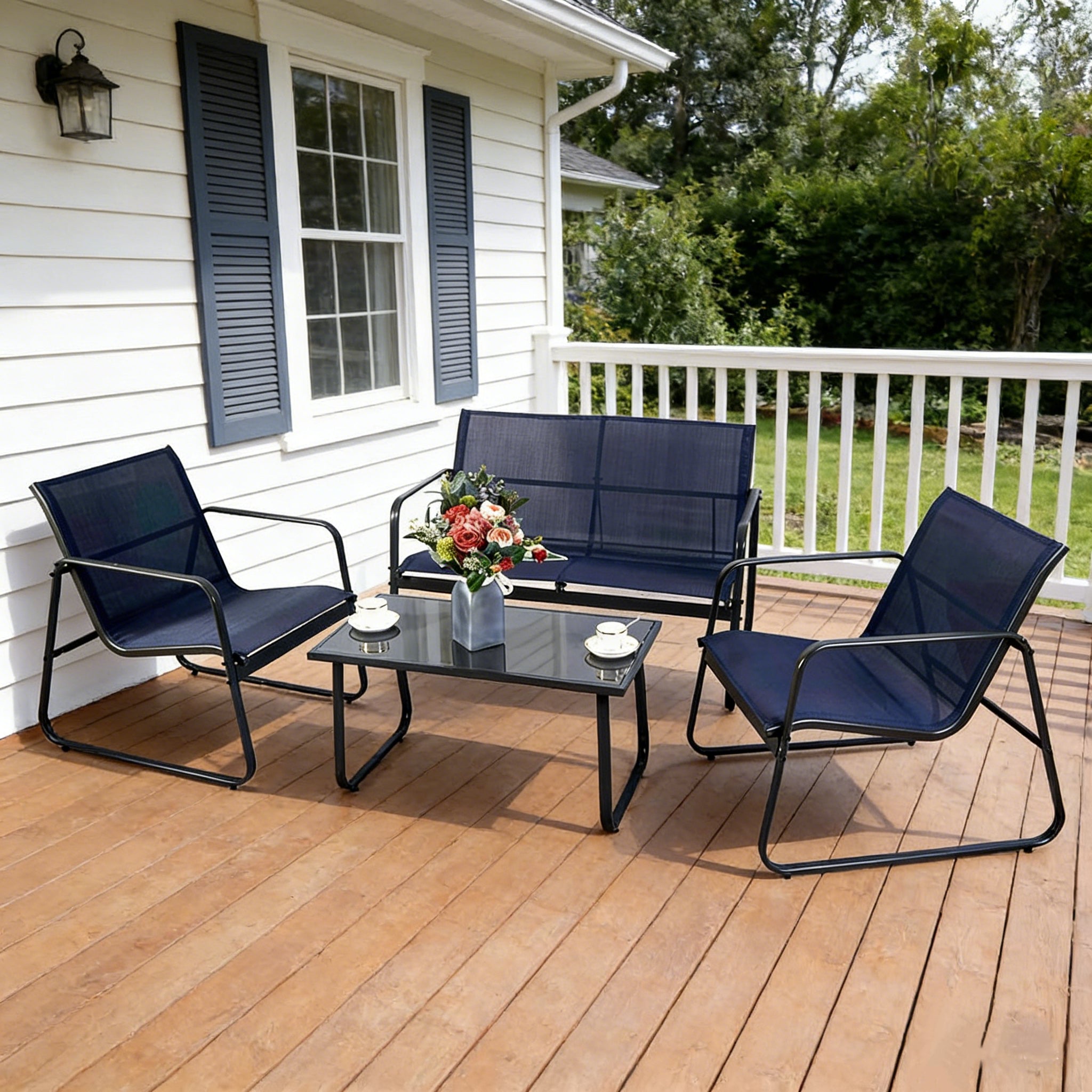Kozyard 4-Piece Outdoor Patio Furniture Set with Textilene Chairs