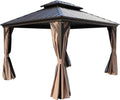 ：Elegant Brown - Curtained Gazebo
alt text：A gazebo with a dark metal frame and elegant brown curtains, suitable for outdoor relaxation and gatherings. Keywords: brown - curtained gazebo, outdoor structure, relaxation spot
