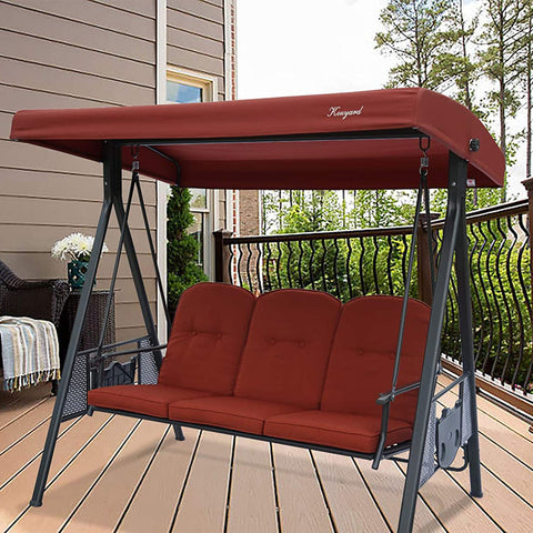 Kozyard 3 Person Outdoor Duluxe Patio Swing with Thick Comfortable Cushion