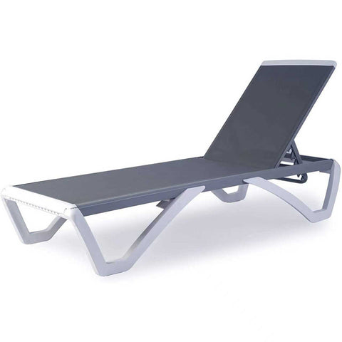 Kozyard Outdoor Chaise Lounge, Aluminum Frame Polypropylene Resin Legs and Textilene Fabric 5 Adjustable Backrest