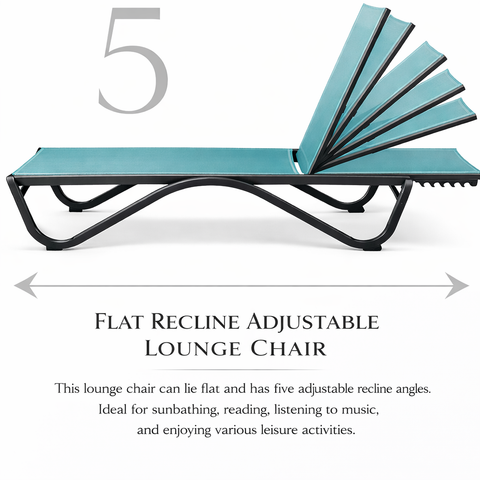 Kozyard Adjustable Outdoor Lounge Chair 5 Recline Angles Flat Lying Option Ideal for Sunbathing Reading Music Leisure Activities Patio Backyard Poolside Comfortable Relaxation