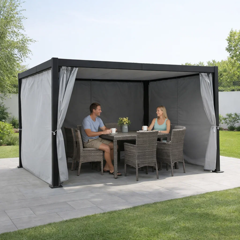 Kozyard Outdoor Pergola Privacy Curtain, Waterproof Polyester Fabric, Windproof & Dustproof Patio Gazebo Side Curtains with Adjustable Tiebacks for Backyard Dining & Entertaining
