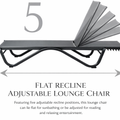 Kozyard Adjustable Outdoor Lounge Chair 5 Recline Angles Flat Lying Option Ideal for Sunbathing Reading Music Leisure Activities Patio Backyard Poolside Comfortable Relaxation
