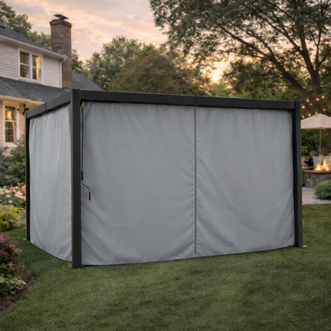 Kozyard Outdoor Privacy Curtain for Pergola, Waterproof Polyester Fabric, Windproof & Dustproof Patio Gazebo Side Curtains with Hanging Hooks for Backyard, Deck, Garden
