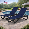 Kozyard Navy Outdoor Lounge Chair Set 2 Backyard Patio Poolside Setup Textilene Fabric Durable Aluminum Frame Adjustable Recline Weather Resistant Perfect for Outdoor Leisure & Relaxation