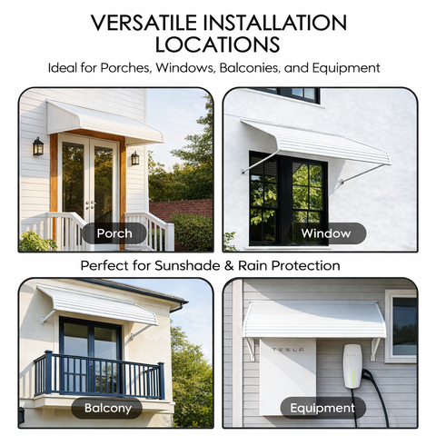 Kozyard Aluminum Awning – Versatile Installation for Porches, Windows, Balconies & Outdoor Equipment, Durable Aluminum Design Delivers Reliable Sunshade & Rain Protection for Residential Exterior Spaces

