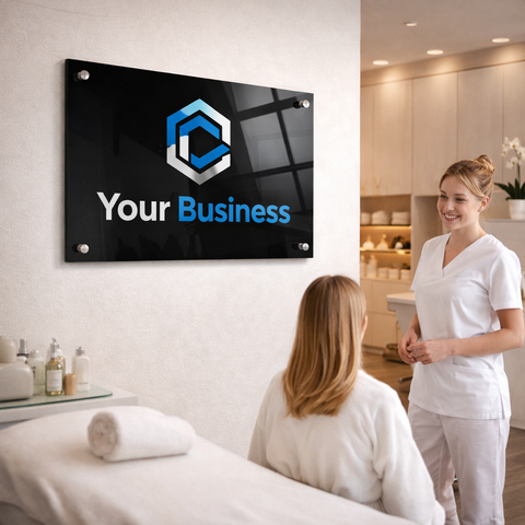 Kozyard Custom Acrylic Business Sign – Premium acrylic, personalized logo & text, ideal for salon & spa commercial decor
