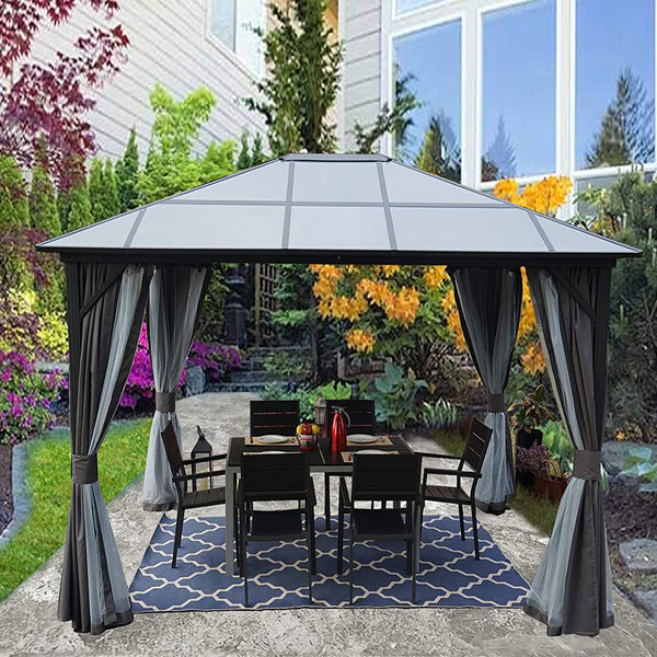 Kozyard 10ftx12ft' Polycarbonate Top Aluminum Permanent Gazebo