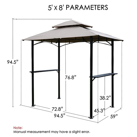 Kozyard Andra Soft Top BBQ Canopy - 8'X5' Outdoor Grill Gazebo Grill Canopy (Tent) with 4pcs Detachable LED Light, Perfect for Barbecue & Grill, Outdoor Canopy
