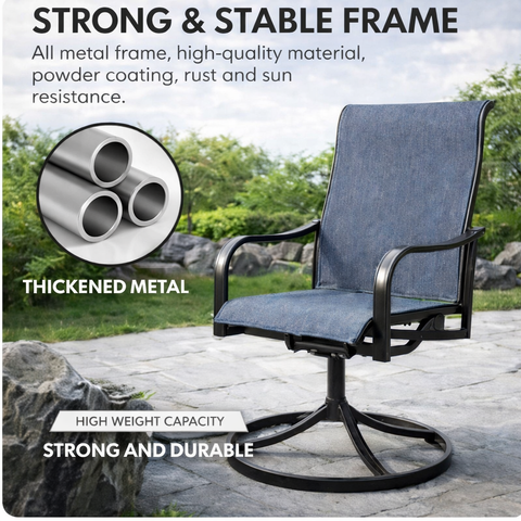 Kozyard Outdoor Chair – Strong & Stable Metal Frame, Thickened Powder-Coated Metal Construction (Rust & Sun Resistant), High Weight Capacity & Durable Design, Sturdy Frame for All-Weather Outdoor Seating.
