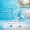 Kozyard durable Textilene outdoor fabric: water-resistant (beads & dries quickly), strong tear-resistant, UV/corrosion/chlorine-resistant. Tightly-woven material ideal for poolside, patio & backyard outdoor seating applications.
