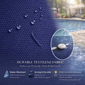 Kozyard durable Textilene outdoor fabric: water-resistant (beads & dries quickly), strong tear-resistant, UV/corrosion/chlorine-resistant. Tightly-woven material ideal for poolside, patio & backyard outdoor seating applications.
