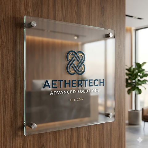 Kozyard Premium Acrylic Business Sign – Clear acrylic with custom 3D logo & text, durable 0.3" thickness, professional office decor
