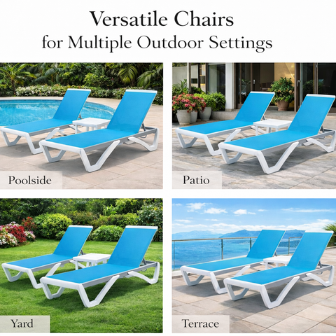 Kozyard Multi-Scenario Outdoor Lounge Chair Set – Versatile for Poolside, Patio, Yard & Terrace Use, Durable Outdoor Leisure Furniture with Premium Textilene Fabric & Sturdy Frame, Ideal for Various Outdoor Relaxation Spaces