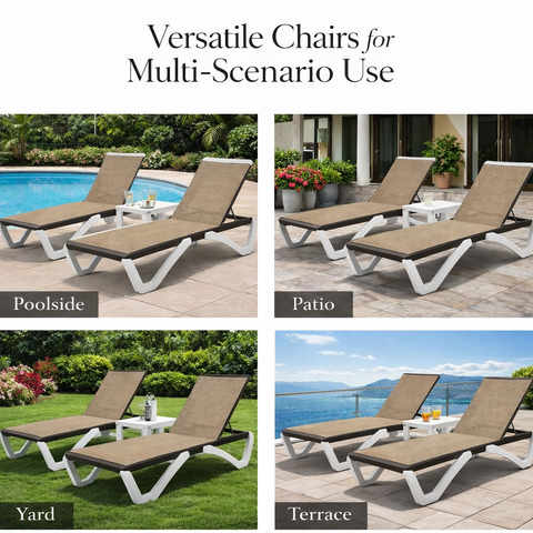 Kozyard Multi-Scenario Outdoor Lounge Chair Set – Versatile for Poolside, Patio, Yard & Terrace Use, Durable Outdoor Leisure Furniture with Premium Textilene Fabric & Sturdy Frame, Ideal for Various Outdoor Relaxation Spaces
