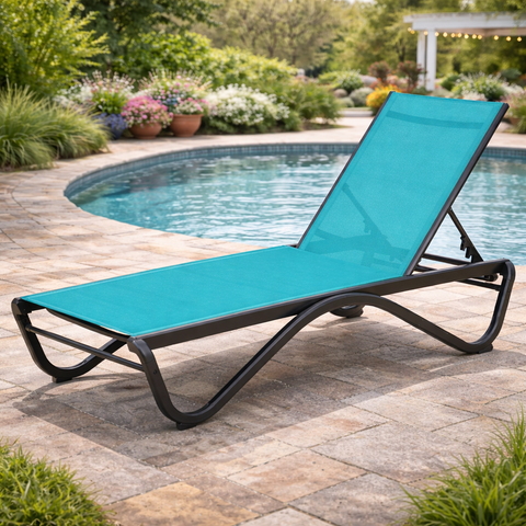 Kozyard Outdoor Chaise Lounge - Weather-Resistant Adjustable Outdoor Lounge Chair with Sturdy Black Metal Frame & Durable Textilene Fabric, Comfortable Patio Furniture Ideal for Poolside, Backyard & Outdoor Relaxation Spaces
