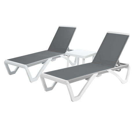 Kozyard Outdoor Chaise Lounge Chair, Full Flat Adjustable Patio Lounger with Aluminum Frame & Resin Legs, Textilene Fabric for Poolside, Backyard & Beach