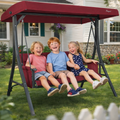 Kozyard 3-Person Outdoor Swing Glider with Canopy, Sturdy Steel Frame, Soft Fabric Seats, Patio Swing with Cup Holders for Relaxing with Pets in Backyard, Porch
