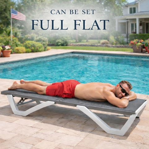 Kozyard Fully Flat Patio Lounge Chair – Adjustable to Full Flat Position for Ultimate Comfort, Ideal for Poolside Outdoor Relaxation, Durable Outdoor Furniture with Sturdy Frame & Premium Textilene Fabric
