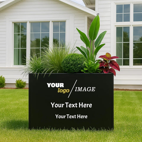 customizable plant pot Kozyard Customizable Metal Planter Box – Personalized Steel Flower Pot – Kozyard LLC