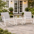 Kozyard 3-piece patio rocking bistro set, includes two outdoor rocking chairs and side table, breathable textilene fabric & rust-resistant metal frame, ideal for backyard and patio relaxation
