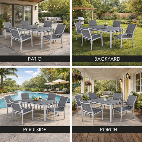 kozyard Patio Dining Set, Outdoor Patio Furniture Suitable for Patio, Backyard, Poolside, Porch, Aluminum Frame & Padded Textilene Chairs
