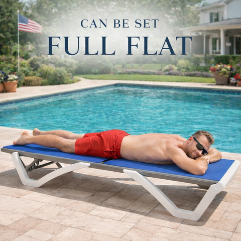 Kozyard Fully Flat Patio Lounge Chair – Adjustable to Full Flat Position for Ultimate Comfort, Ideal for Poolside Outdoor Relaxation, Durable Outdoor Furniture with Sturdy Frame & Premium Textilene Fabric
