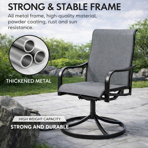 Kozyard Outdoor Chair – Strong & Stable Metal Frame, Thickened Powder-Coated Metal Construction (Rust & Sun Resistant), High Weight Capacity & Durable Design, Sturdy Frame for All-Weather Outdoor Seating.
