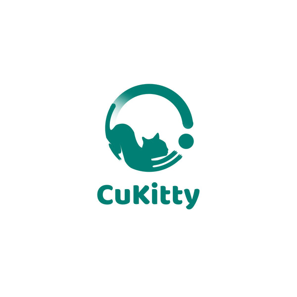 CuKitty logo featuring a stylized cat silhouette in a teal circle with the brand name below. CuKitty, cat logo, pet brand, teal design. CuKitty Pet Brand Logo - Stylized Cat Design in Teal. CuKitty, cat logo, pet brand, teal design, stylized cat.

