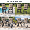 Kozyard Outdoor Bar Stools Set - Swivel Patio Furniture with Comfortable Padded Seats & Armrests. Multi-scene use (poolside, yard, patio, terrace) built with sturdy metal frame and durable outdoor fabric, ideal for outdoor relaxation & dining.
