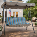Kozyard 3-Person Patio Swing Chair with UV-Protective Scalloped Canopy, Sturdy Steel Construction, Weather-Resistant Mesh Fabric Cushions, Outdoor Swing Bench for Porch, Yard

