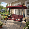 Kozyard 3-Person Patio Swing Chair with UV-Resistant Canopy, Sturdy Steel Construction, Weather-Resistant Fabric Cushions, Outdoor Swing Bench for Relaxing on Porch, Yard
