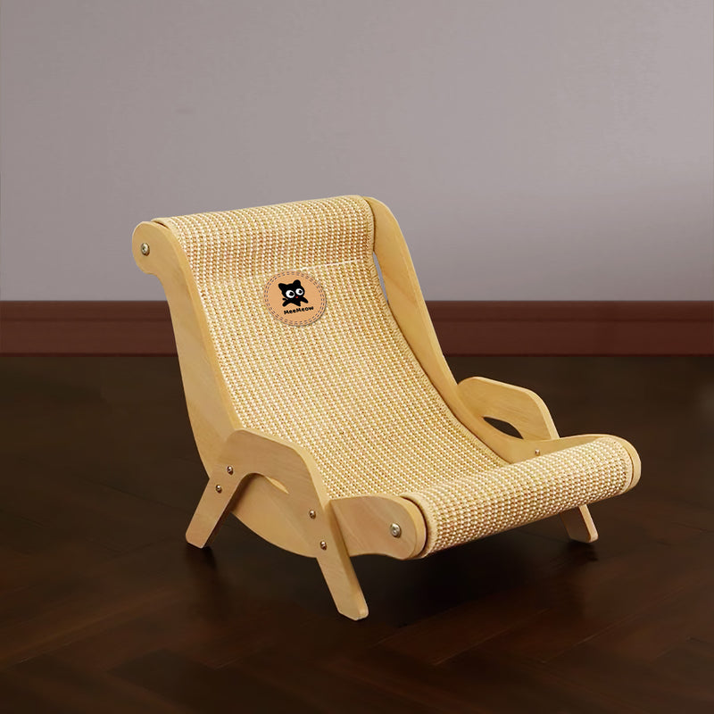 MeeMeow Brand Cat Lounge Chair
A wooden cat lounge chair with woven seat from MeeMeow, featuring the brand logo. Keywords: MeeMeow cat chair, lounge chair for cats, wooden cat furniture