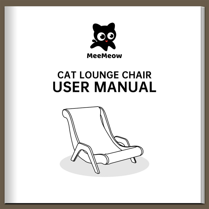 MeeMeow Cat Lounge Chair User Manual Cover
The cover of the MeeMeow cat lounge chair user manual, showing the brand logo and a simple line drawing of the chair. Keywords: MeeMeow, cat lounge chair, user manual