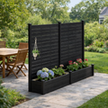 Kozyard Outdoor Privacy Fence Planter – Vertical Garden Design with Detachable Hooks & Built-In Planter Box, Constructed from Durable Wood-Plastic Panels & Aluminum Posts – Stylish Outdoor Decor for Patios/Yards.
