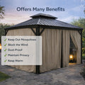 Kozyard gazebo curtain benefits: Multi-functional beige gazebo curtain (sturdy fabric) – repels mosquitoes, blocks wind, resists dust, ensures privacy & retains warmth for cozy patio/gazebo spaces.
