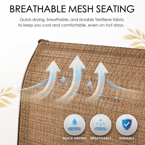Kozyard Breathable Mesh Seating Fabric: Quick-drying, breathable & durable brown Textilene mesh—outdoor furniture fabric that stays cool on hot days, featuring moisture-wicking and long-lasting durability for patio chairs.
