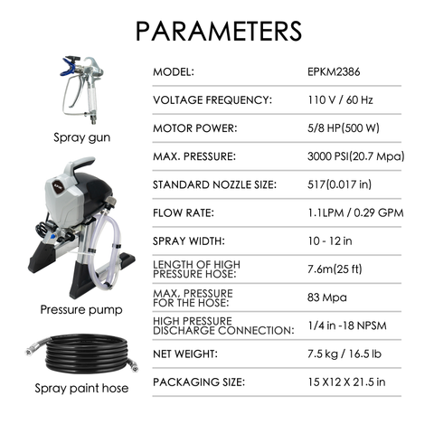 High Pressure Airless Paint Sprayer, Power Painter, Ideal for Home Interior, Exterior, Commercial Use, and DIY Handyman-Professional Contractor Grade Spray Paint Machine